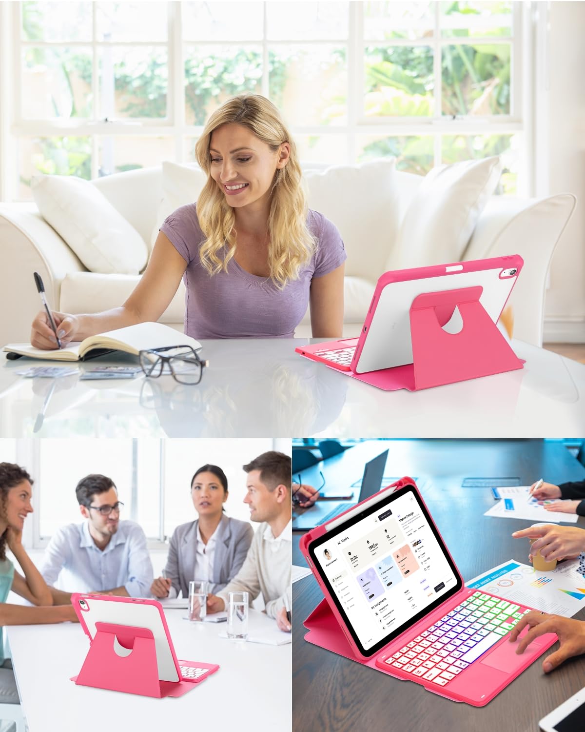 MePadKey Touchpad Keyboard Case for iPad (A16) 11th 10th Generation, 360 Rotation Cover with Pencil Holder Wireless Backlit Detachable Keypad for iPad 11 inch 2025/10 Gen 10.9