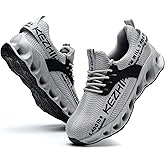 Kezhiho Steel Toe Shoes for Men Lightweight Comfortable Breathable Work Shoes Puncture Proof Slip Resistant Fashion Sneakers Indestructible Construction Industrial Safety Shoes