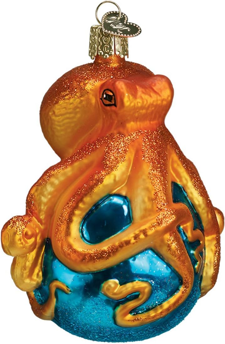 Ornaments - Old World Christmas Ornaments: Sea and Water Animals Glass Blown Ornaments for Christmas Tree, Octopus