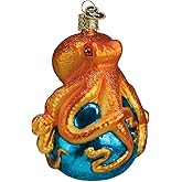 Old World Christmas Ornaments: Sea and Water Animals Glass Blown Ornaments for Christmas Tree, Octopus