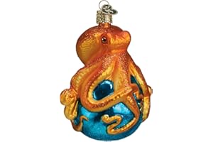 Old World Christmas Ornaments: Sea and Water Animals Glass Blown Ornaments for Christmas Tree, Octopus