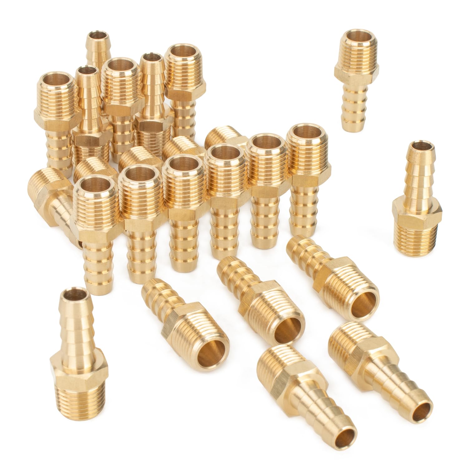 LTWFITTING Brass Barbed Fitting Coupler/Connector 1/4-Inch Male BSPT x 8mm Hose Barb(Pack of 25)