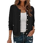 Allegra K Cardigan Sweaters for Women 2025 Fall Collarless Button Up Dressy Chunky Knit Cardigans