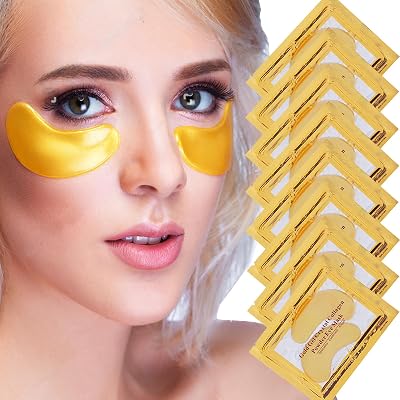 Jiasoval 24K Gold Under Eye Masks 20 Pairs Collagen Patches Dark Circles