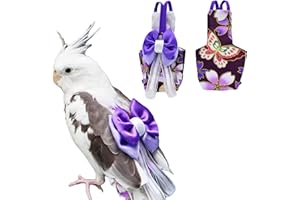 BARN ELEVEN Bird Flight Suits Diapers, Parrot Flight Suits Diapers for Monk Parakeets, Cockatiels Flight Suits, Parrot Clothes, Bird Training Nappy Suit Liners Clothes (L, Purple-A)