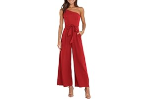 ANRABESS Women Summer Dressy Jumpsuits One Shoulder Sleeveless Casual Wide Leg Pants Romper Jumper 2025 Trendy Fall Outfits