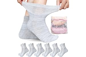 Aisesine Women's Diabetic Ankle Socks for Swollen Feet, Edema, Neuropathy, Bariatric Non Binding Super Wide 6 Pairs