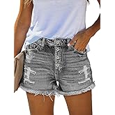 ZOLUCKY Jean Shorts Womens Summer High Waisted Denim Stretchy Ripped with Pockets