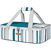 LUNCIA Insulated Single Decker Casserole Carrier, Lasagna Lugger Tote Keeps Food Hot or Cold, Thermal Lunch Bag for Potluck Parties, Picnic and Cookouts, Fits 9" x 13" Baking Dish, Green