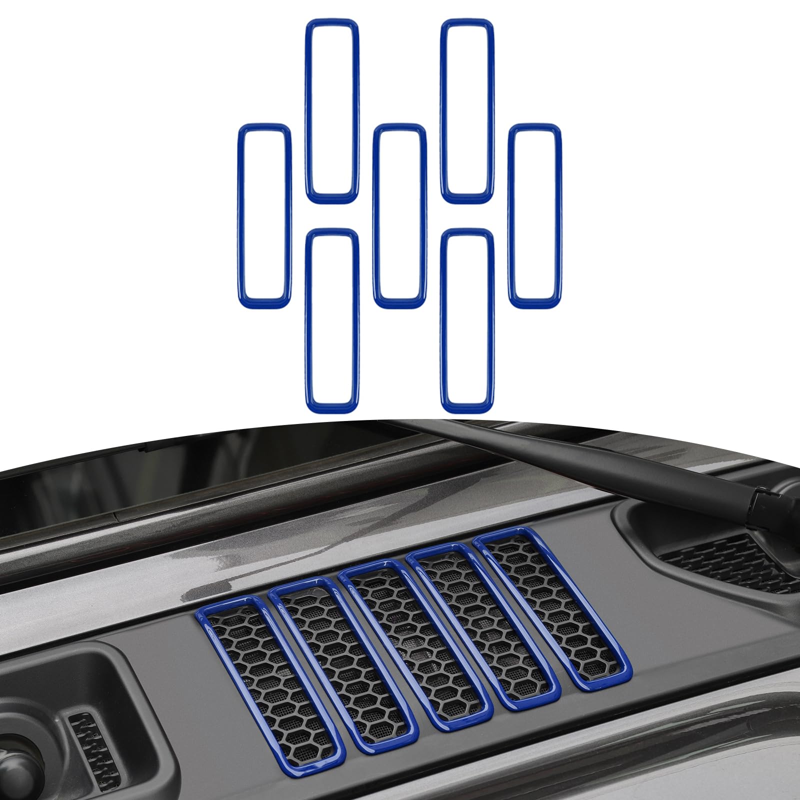 Photo 1 of RT-TCZ for Jeep JL Hood Vents Cover Trim Blue for Jeep Wrangler JL JLU Gladiator JT 2018-2024 Blue Exterior Accessories 7pcs