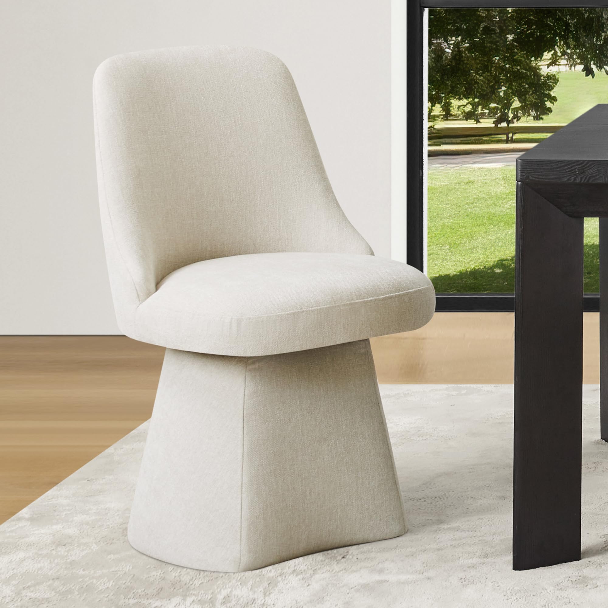 Photo 1 of ***TOOLS NOT INCLUDED*** KISLOT Swivel Dining Chairs Set of 1, Upholstered Mid Century Modern Deskchair with High Back, Linen Fabric Kitchen Chairs for Dining Room, Bedroom, Dressing Room, Linen
