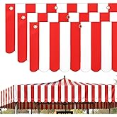3Pcs Carnival Awning Decorations Tent Circus Hanging Decorations, 9.84''x78.74'' Carnival Theme Decoration Banner, Red White Striped Halloween Chrismis Theme Circus Party Supplies
