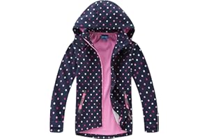 MGEOY Boys Girls Rain Jackets Lightweight Waterproof Hooded Raincoats Windbreakers for Kids 4-14Y