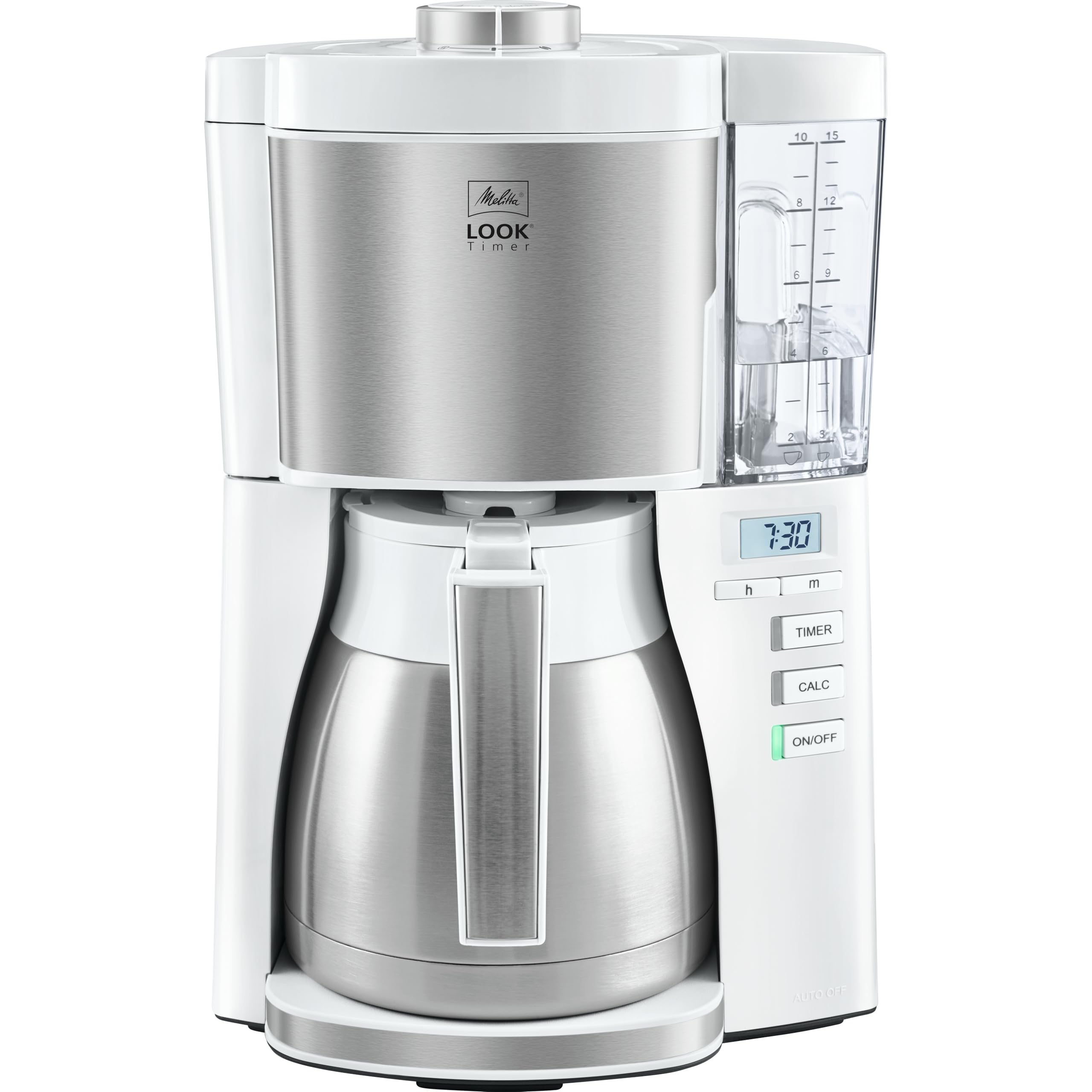 Melitta Filter Coffee Machine, Look V Therm Timer Model, Stainless Steel, White, Art.No. 6768988