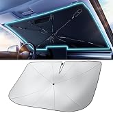 TrySpace Car Windshield Sun Shade Umbrella - [Silver Heat Shield & UV Reflective] Protector for Cars, Universal Fit Medium (56