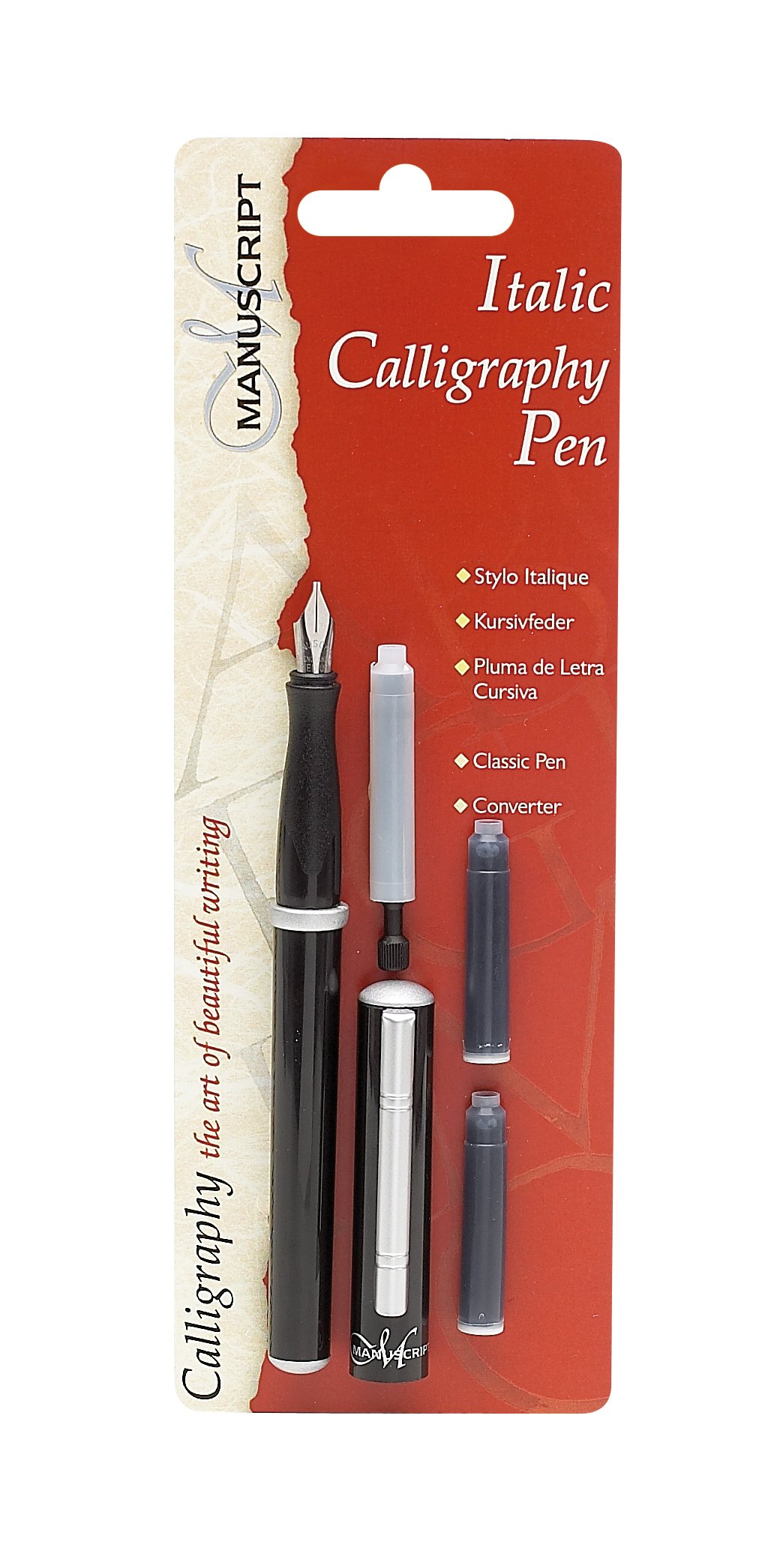 Manuscript Left Handed Nib Italic Pen, Black