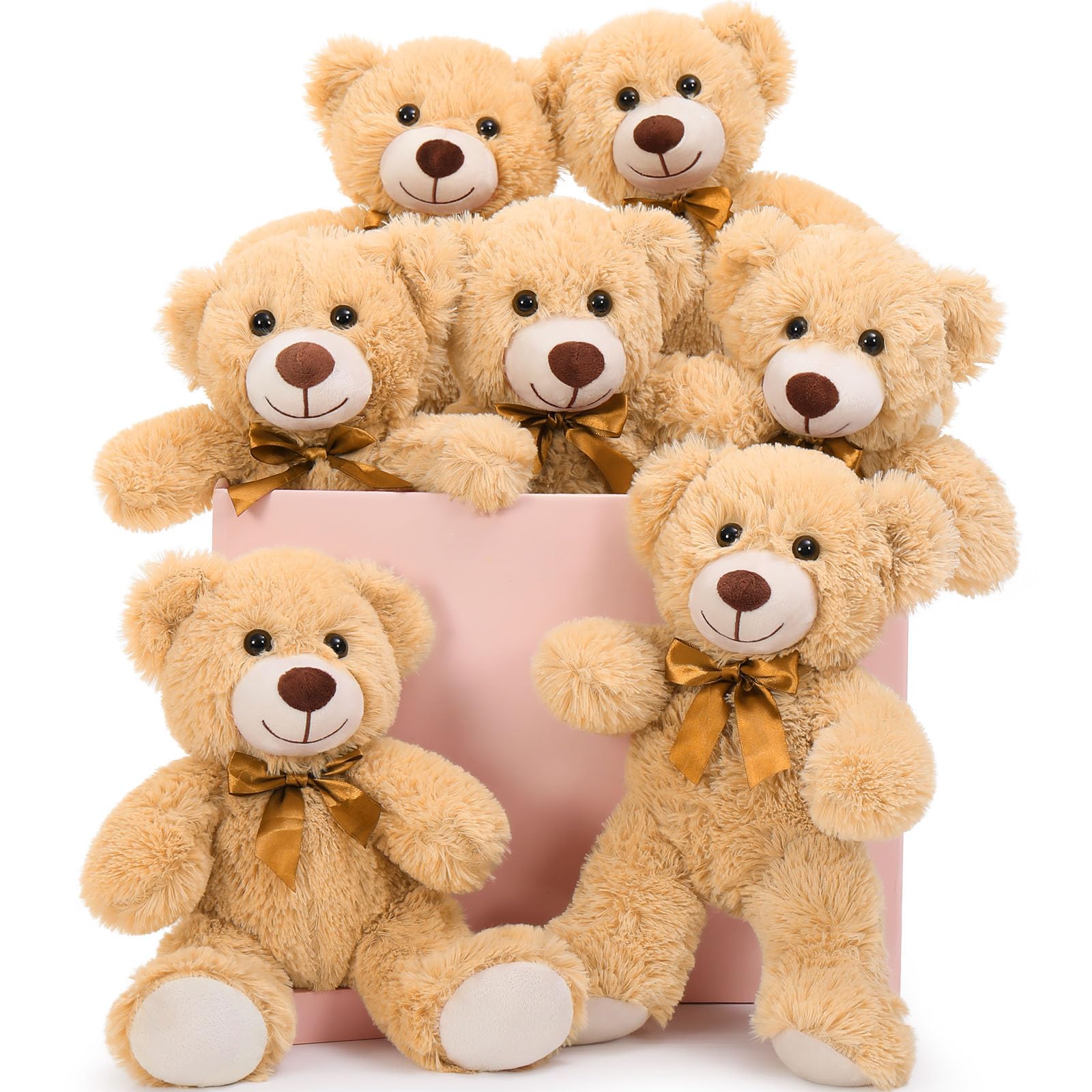 Photo 1 of MaoGoLan 7Pcs Bulk Teddy Bears Stuffed Animals Baby Shower, Soft Small Stuffed Bears in Bulk, 13.5" Cuddly Mini Teddy Bears Centerpiece,Wedding,Party,Engagement