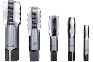OBPFY OBPSFY 5PCS BSP Pipe Tap Set,Bearing Steel Threading Taps Tool for clean/re-thread damaged/Jam Pipe threads（1/8", 1/4", 3/8", 1/2" ，3/4"）