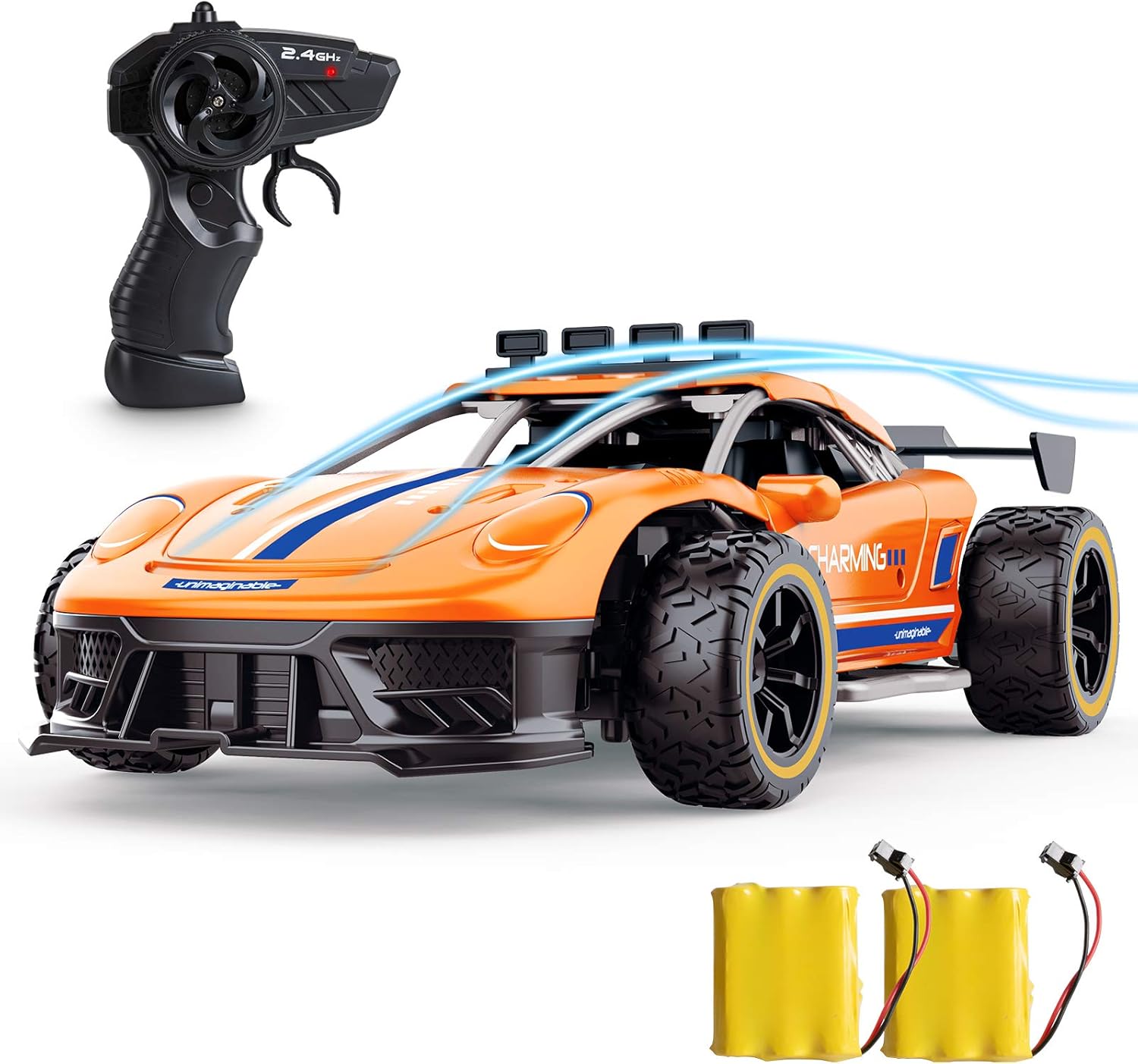 jeypod remote control car 2.4 ghz high speed racing car with 4 batteries