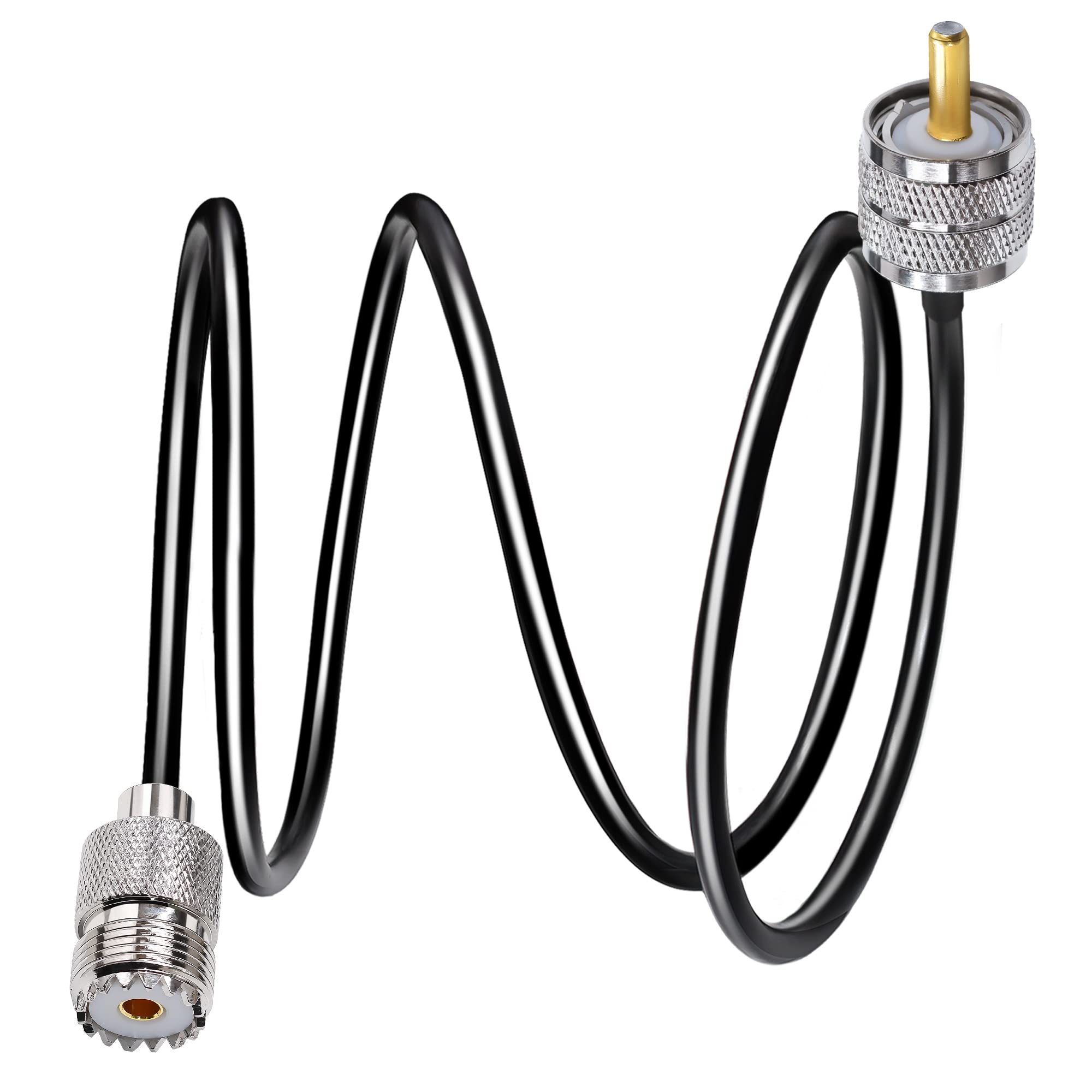 TUOLNK UHF PL259 Coax Cable 3.3ft (1M) PL259 SO239 Male to Female Extension RG58- Low Loss, Black, for Two Way Radio, CB Radio, Wireless LAN Devices