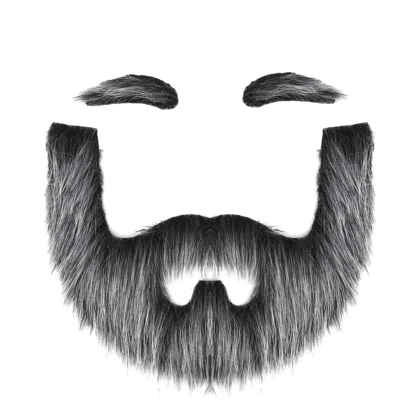 Photo 1 of Fake Mustache and Eyebrows, Self Adhesive Fake Beard, Grey Fake Mustaches Set Novelty Moustaches Eyebrow Beard Set Costume Accessories Facial Hair for Cosplay Halloween Party Favors Men Women