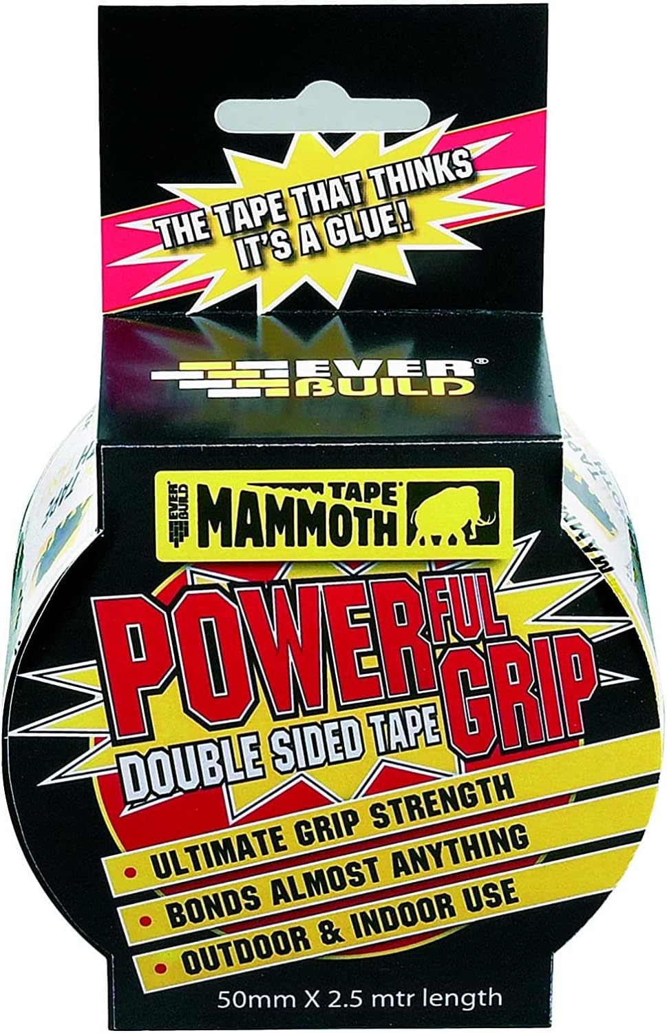 Everbuild Mammoth Powerful Grip Tape Reinforced Double Sided 50mm x 2.5m