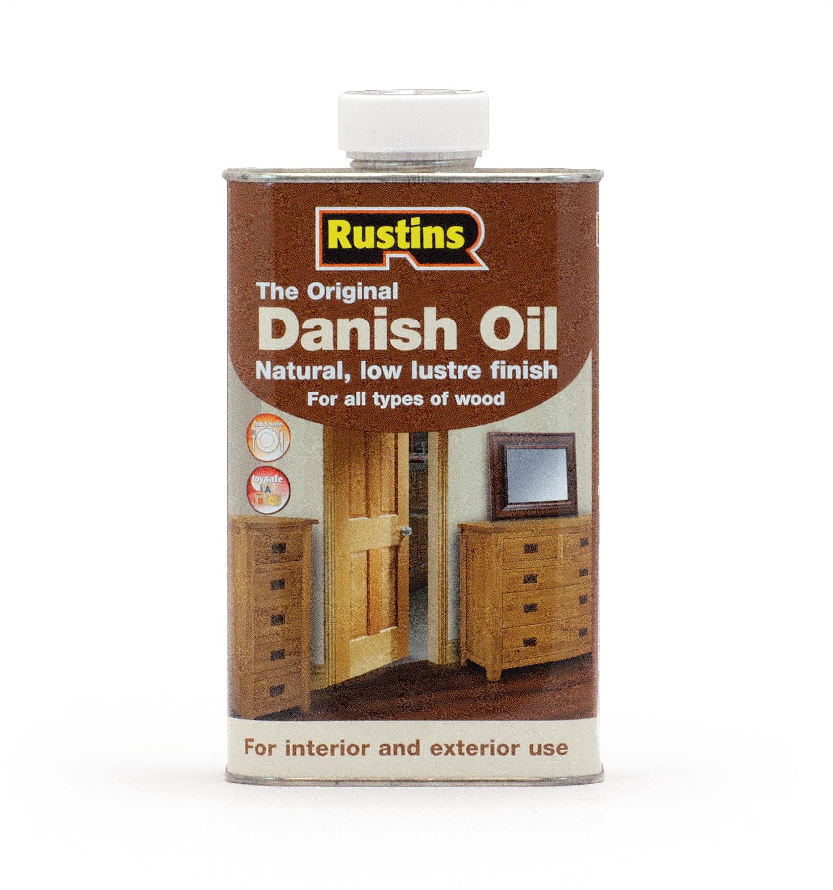 Rustins DANO1000 Original Danish Oil 1 Litre - Rich, Natural Glow - Enhances Wood Grain Beautifully, Professional-Grade Finish, Easy DIY Application