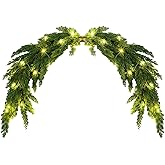 Riceshoot 47'' Real Touch Artificial Cedar Christmas Swags for Front Door with Battery Powered Light LED Cedar Christmas Mailbox Garland Faux Swag Wreath for Xmas Decoration Home Decor(L)