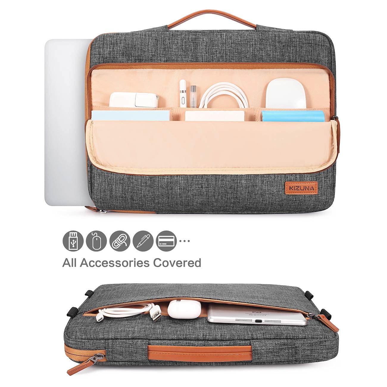 KIZUNA Laptop Tasche 15.6 Zoll Notebook 15" Laptoptasche für MacBook Pro 16 M2 Max/16 Lenovo IdeaPad 5 Pro/Flex 5 & 5i/IdeaPad 3i & Slim 3i/16 Yoga 7/HP/Huawei/Dell Rucksack Sleeve Hülle Bag,Braun 4