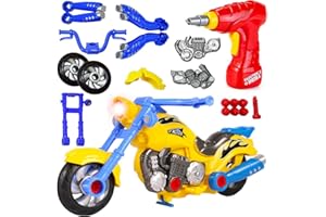 LIBERTY IMPORTS Take Apart Toy Vehicles with Electric Power Drill, Sounds & Lights – Build Your Own STEM Construction Kits for Kids Ages 3-5 (Motorcycle)