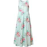 Girl Maxi Dress with Pockets Summer Floor Length Floral Sleeveless/Short Sleeve