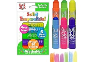 The Pencil Grip Kwik Stix NEON Solid Tempera Paint, Super Quick Drying, 6 Pack (TPG-610)
