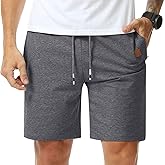 Surenow Men's Jogger Shorts Athletic Workout Shorts Drawstring Casual Lightweight Short for Men with Zipper Pockets