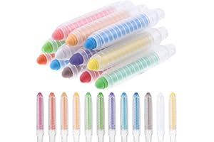 Sibba Dustless Chalk Set with Box 12Pcs Color Twistable Chalk With Holder Washable Drawing Writing Painting Chalks Art Tool Wall Outdoor Paint Easy Grip Pencils Blackboard Teachers Office
