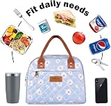 HOMESPON Insulated Lunch Bag for Women Men Blue Daisy Large Capacity view 7