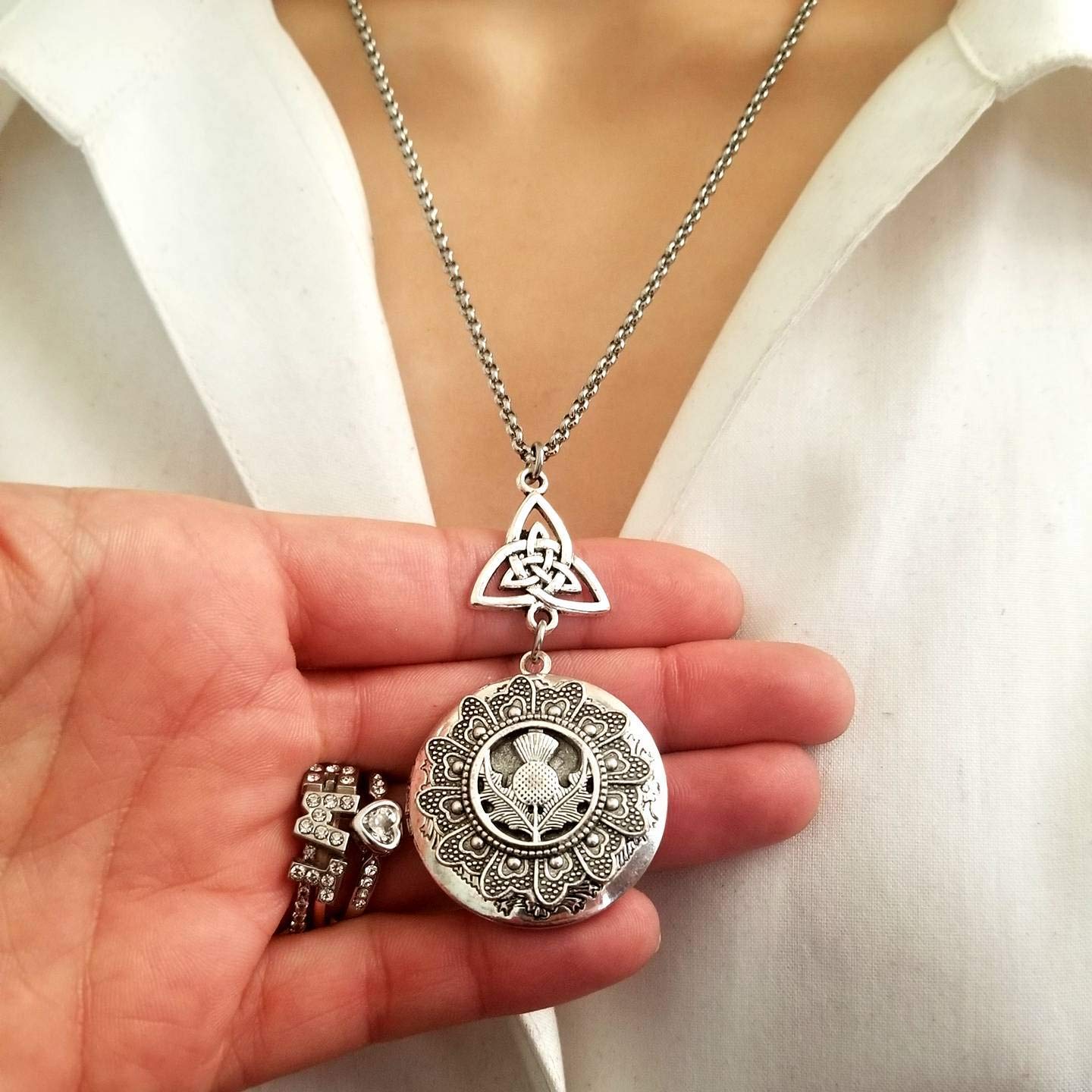 Celtic Knot Irish Scottish Thistle flower 2 Photo Locket