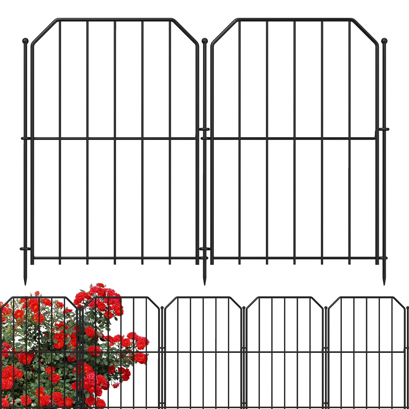 Yeabett Garden Fence 10 Pcs, Decorative Metal Fencing 31cm(W) × 41cm(H), Dog Fence Outdoor Animal Barrier for Flower Bed Yard Patio