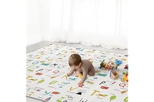 BABEBAY Baby Play Mat 79" X 71",Reversible Waterproof Foldable Foam Floor Playmat,Extra Large Anti- Slip Baby Crawling Mat for Kids Toddlers,