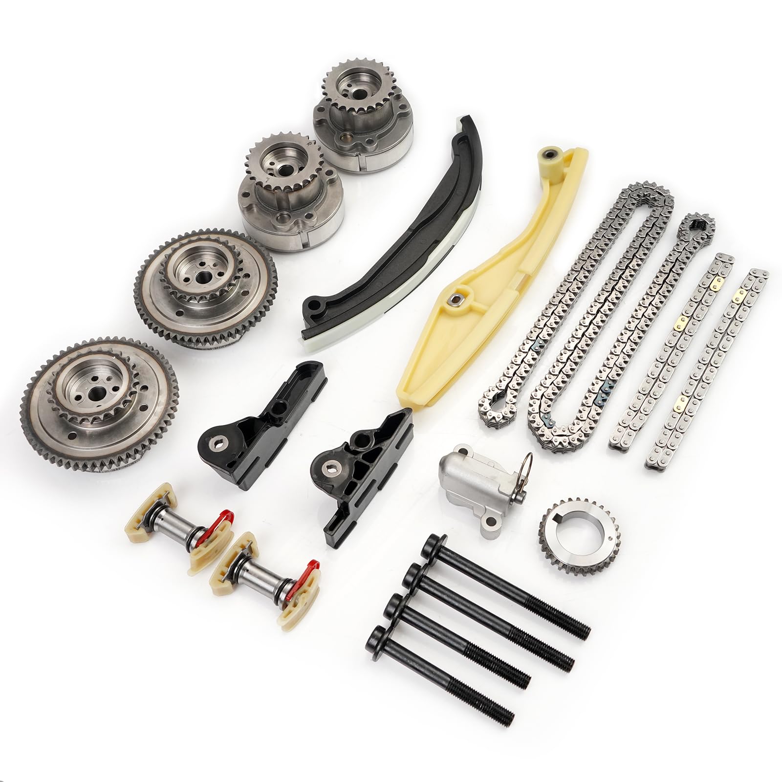 Photo 1 of Htostar Racing Timing Chain Kit VVT Cam Phasers Compatible With Ford F150 Edge Explorer Expedition Mustang Taurus Transit Lincoln MKX Nautilus Navigator Mark 3.3L 3.5L 3.7L Replace For 90738S