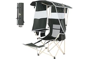 Nice C Chair with Canopy, Umbrella Chairs, Chair with Shades, Sports Chairs, w/Removable Footrest, Cooler Bag, Cup Holder for Camping, Fishing, Sports, Beach (1-P Green)