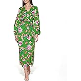 Kensie Womens Balloon Sleeve Tie Waist Maxi Dress