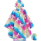WAWSAM Lightweight Kids Rain Poncho Reusable Toddler Raincoat Waterproof Rain Jacket