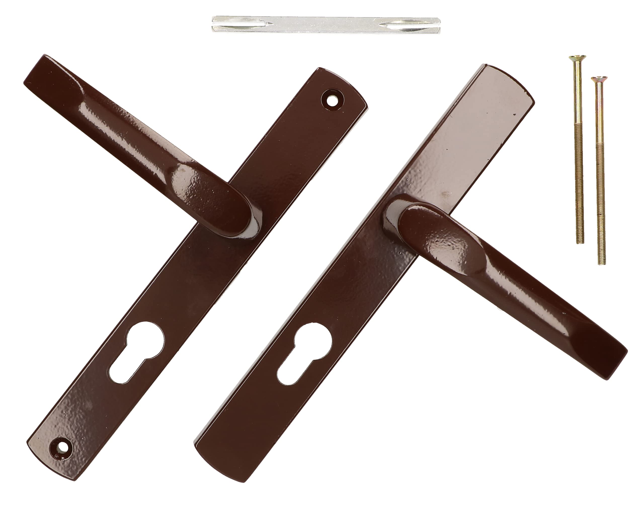 KOTARBAU® Pair of Handles 72 mm with Long Shield Brown for Profile Cylinder Modern Universal