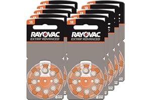 VARTA Rayovac Extra Advanced, Size 13 Mercury Free Hearing Aid Batteries (Pack 80 Batteries)