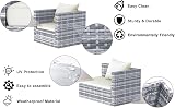 bigzzia 5Pcs Rattan Garden Furniture Set Gray Modular Corner Sofa Table Cushions view 4