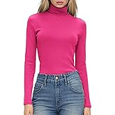 HOTOUCH Women's Turtleneck Long Sleeve Shirts Casual Basic T Shirts Lightweight Base Layer Solid Slim Fit Tops