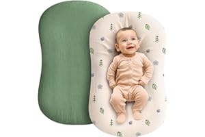 ZAMLORY Muslin Baby Lounger Cover - 2 Pack Organic Cotton Baby Pillow Lounger Cover for Newborn - Soft and Breathable Infant Pillow Lounger Cover - Covers Only