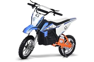 Blitzshark 36V 650W Kids Electric Dirt Bike Off-Road Motocross Ultra Powerful Motorcycle, with 17MPH MAX Speed, Rubber Tire, Twist Grip Throttle, Dual Suspension & Brakes, Leather Seat