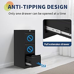 GarveeHome 3-Drawer Metal File Cabinet with