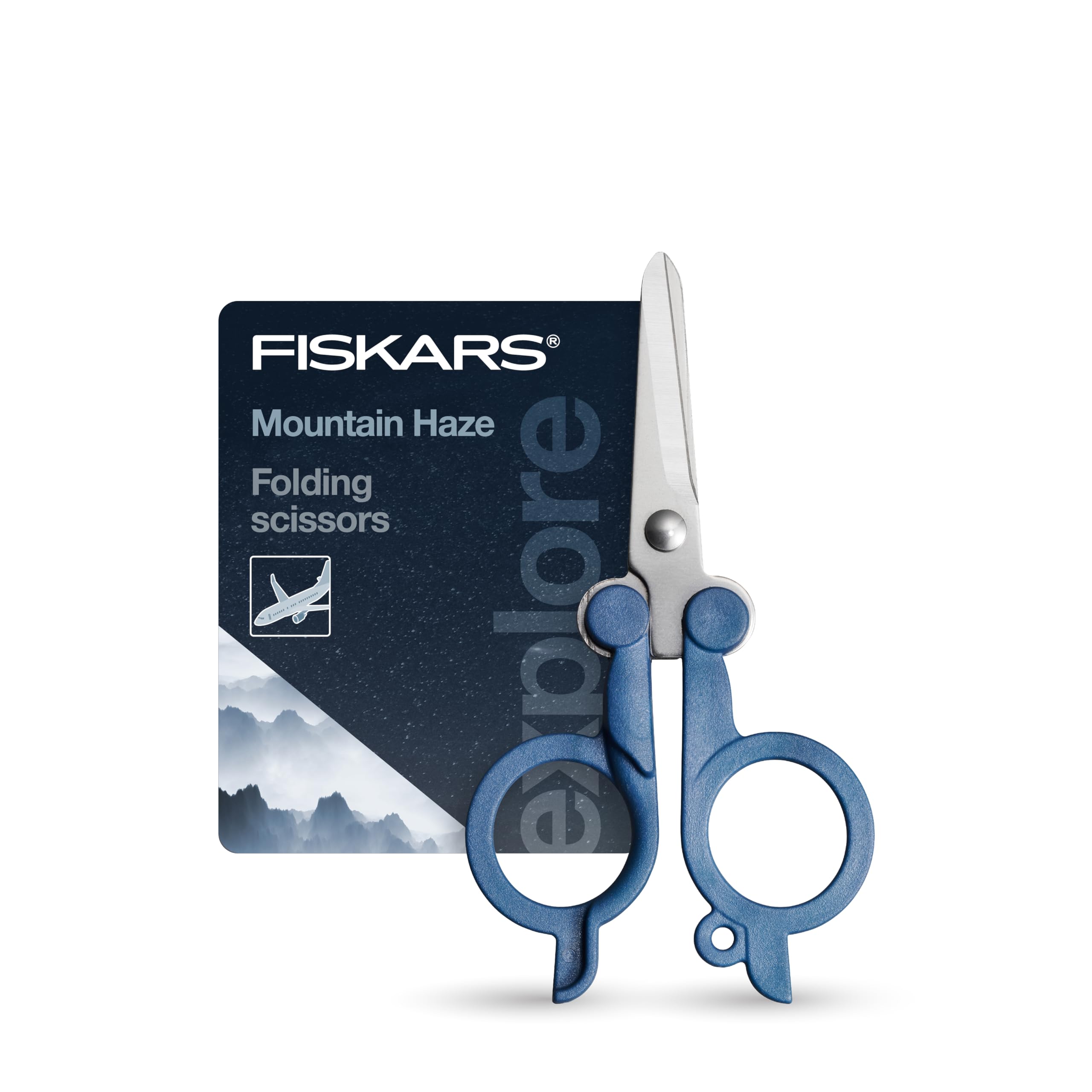 Photo 1 of FISKARS Folding Travel Scissors - TSA-Compliant and Portable - Stainless Steel Blades and Blue Handles